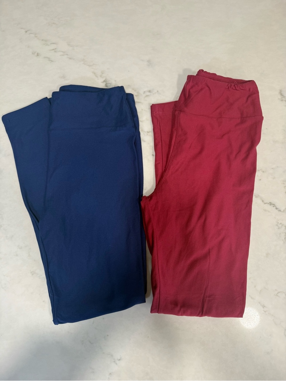 LuLaRoe Navy Blue and Burgundy Leggings Set